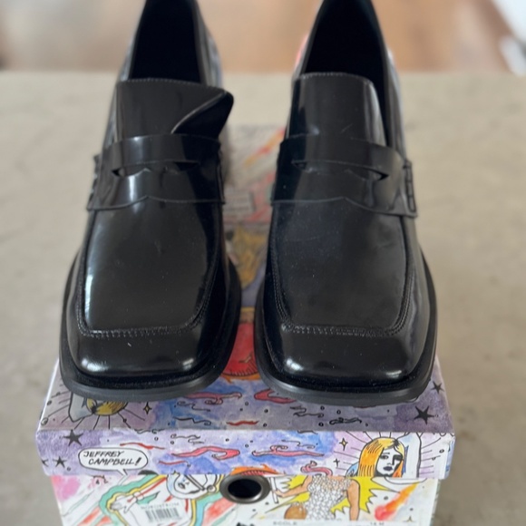 NWB - JEFFREY CAMPBELL Ecole Loafer Pump - Black Box - Sz 10 - Picture 2 of 4